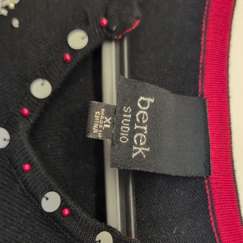 Berek Black and Red Sweater with Embellishments - Picture 2 of 4